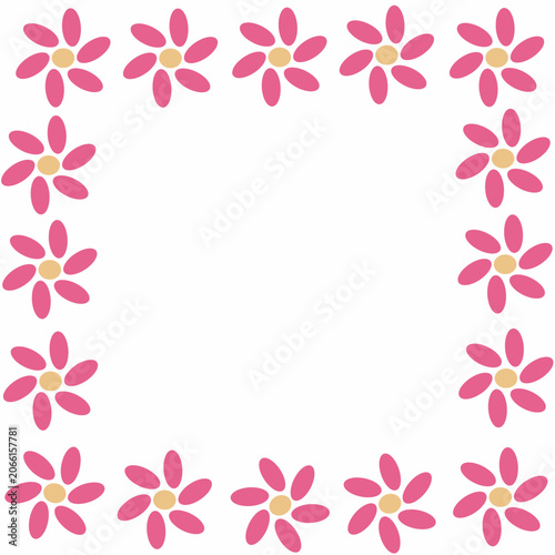 Minimalist pink floral frame border background