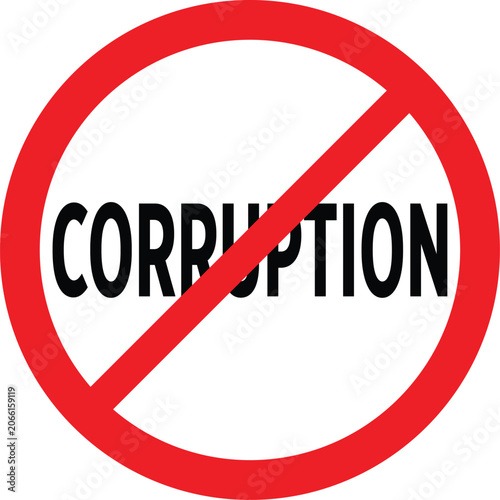 Obraz na plátně No corruption prohibition sign icon