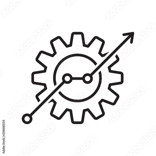 black thin line gear like insight or metric icon. flat linear trend modern stroke fin tech logotype graphic web art design element isolated on white background. concept of manufacturing or methodology