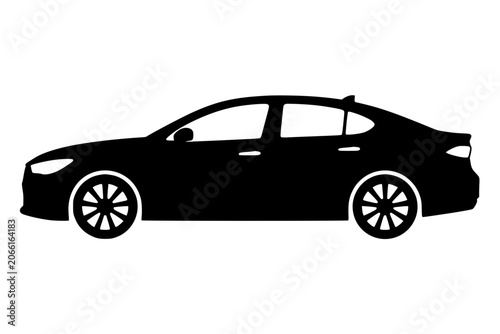 Isolated Black Silhouette of Car on White Background – Automotive Vector Illustration