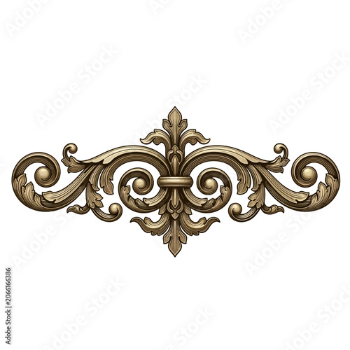 Ornate Decorative Flourish Element with Swirls and Leaves.