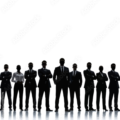 Silhouettes of Business Professionals Standing Together.