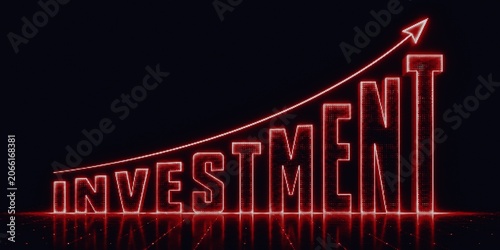 Glowing Investment Word With Arrow Up