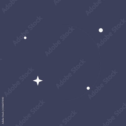 Obraz na plátně Minimalist dark blue night sky background featuring a thin crescent outline and