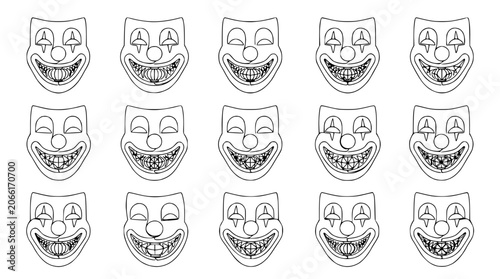 Εκτύπωση καμβά Creepy Clown Masks Pattern - Horror Entertainment Concept