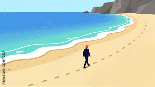 man walking on the beach