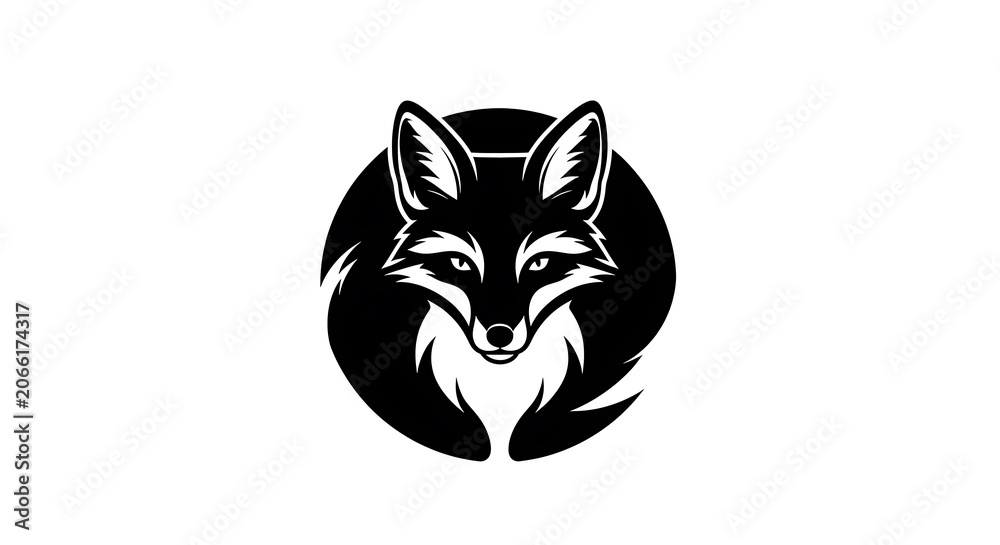 Fototapeta premium Minimalist Fox Head Logo Circle Illustration