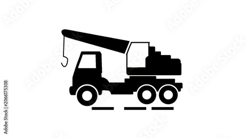 Construction Equipment Silhouette Icons Animation
