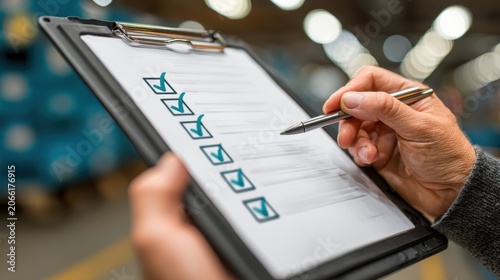 Close up of a digital tablet displaying an onboarding checklist during a new hire orientation in a business environment.