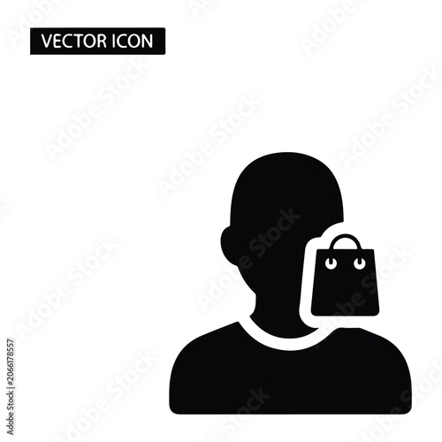 Of a person's silhouette with a shopping bag black