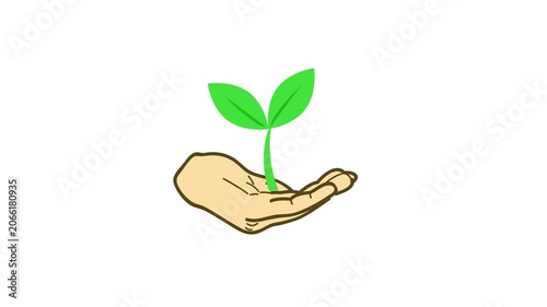 Hand Holding Green Sprout Plant Symbolizing Sustainability Growth and Environmental Conservation