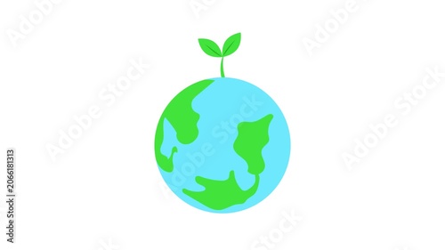 Eco Earth Globe with Green Sprout Symbol for Sustainability and Environmental Conservation