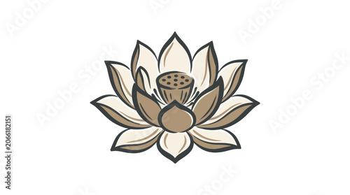 Elegant Lotus Flower Illustration, Zen Symbol, Spiritual Icon, Vector Art