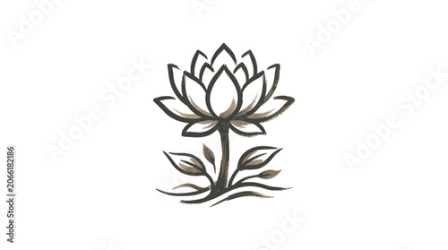 Elegant Lotus Flower Illustration - Zen, Yoga, Spa, Wellness, Nature Art
