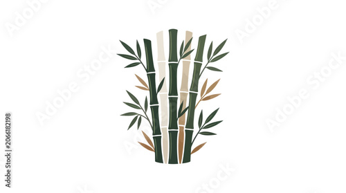 Stylized Bamboo Stalks with Leaves Illustration