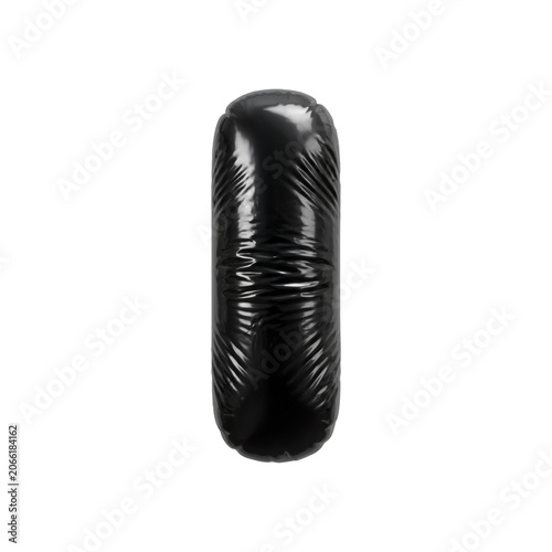 Trash bag letter L - small polyethylene bin liner font isolated on white background. Perfect alphabet for creative illustrations related to Ecology, recycling, garbage...