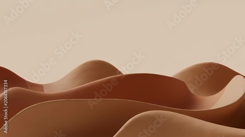 Abstract 3D landscape of smooth, warm beige and brown sand dunes waving in gentle motion