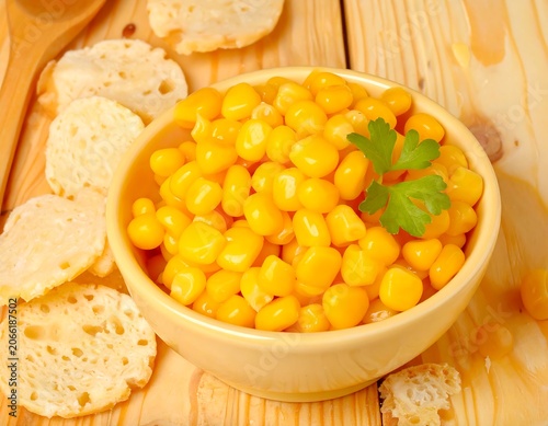 Yellow canned corn in a bowl