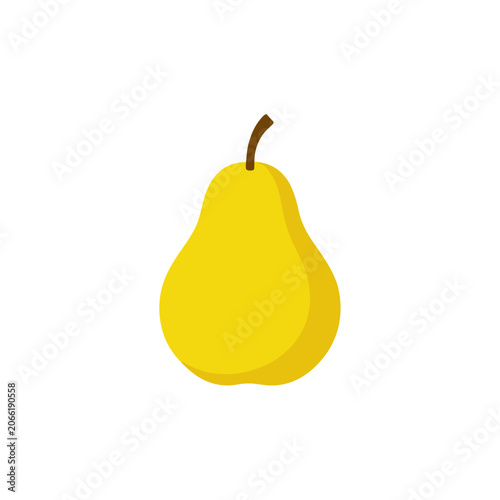 Yellow Pear Fruit Icon Vector Illustration, Isolated Transparent Background for Food Design and Nutrition Concepts