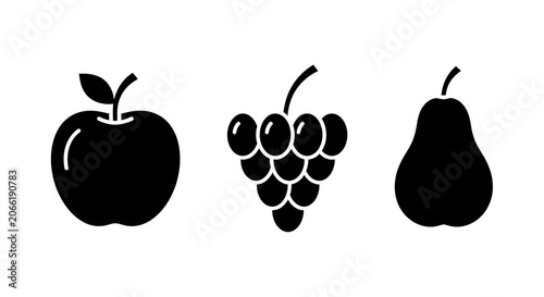 Black floral icons set on white background.