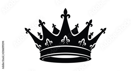 Fotografía Black crown silhouette on a white background regal headwear design