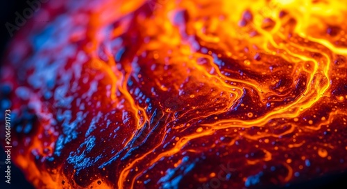 Vibrant molten lava flow textures.