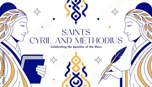 Photos Saints Cyril and Methodius: Celebrating the Apostles of the Slavs, featuring stylized figures and ornate designs