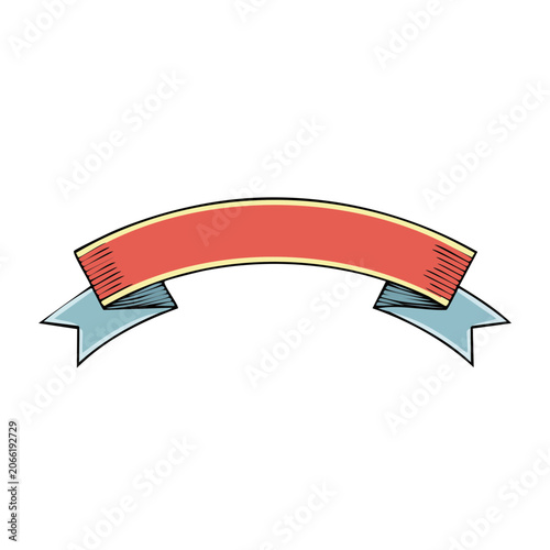 Retro ribbon banner with red and blue colors