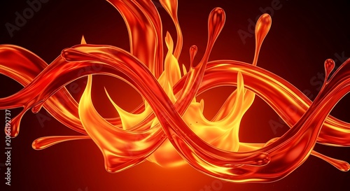 Vibrant orange and yellow flame design.