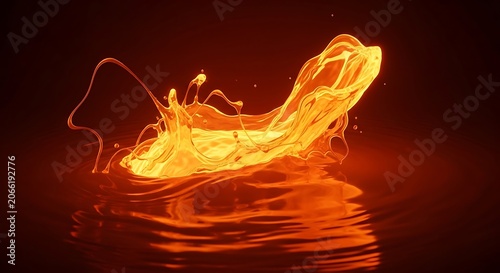Vibrant orange flame on water surface.
