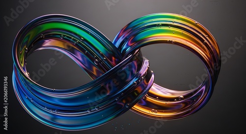 Vibrant Rainbow Colored Metal Loops Interconnected.