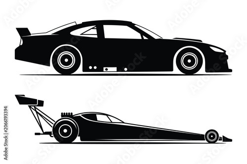 Photos Racing car silhouettes collection vector illustration with motorsport, silhouett