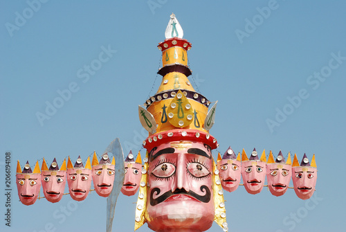 Photos A large, vibrant, colorful handmade effigy of the ten-headed demon king Ravana s