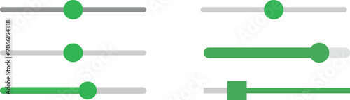 Foto Modern Green UI Slider Controls and Progress Bars Vector Set - Minimalist Horizo