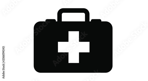 First Aid Kit Silhouette Icon On White Background