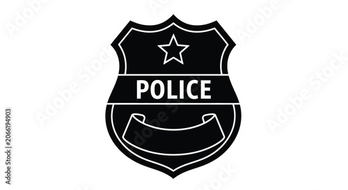 Police Badge Silhouette On White Background Law Enforcement Symbol