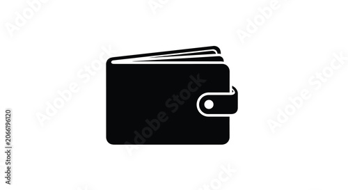 Black wallet silhouette on a white background simple graphic design