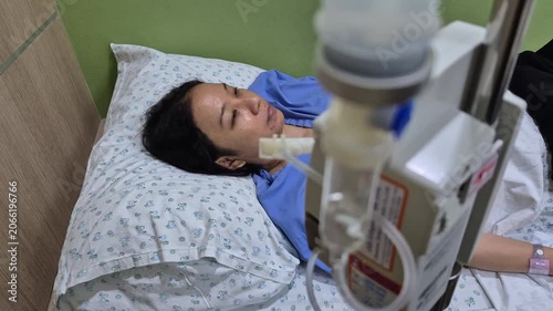 Asian woman dripping saline at hospital prepare for surgery 4k