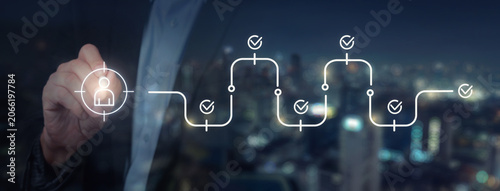 Fotografía Confident recruiter managing intelligent hiring process with digital timeline pa