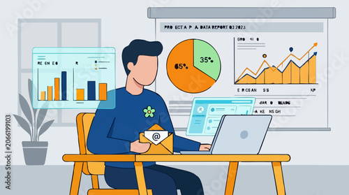 Fotografie Professional Analyzing Business Data Reports and Market Insights