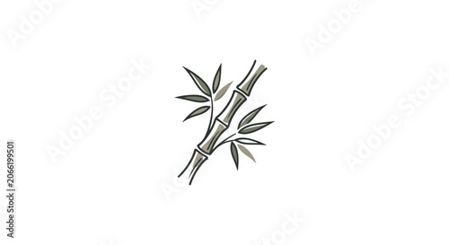 Minimalist Bamboo Branch with Leaves - Zen and Nature Illustration
