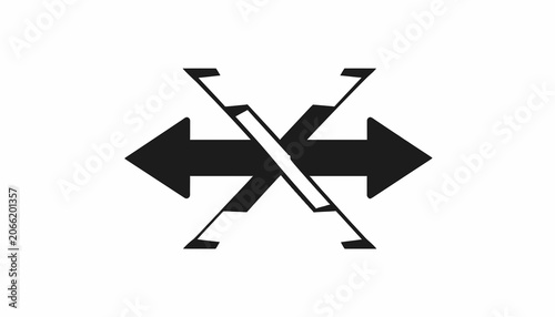 Fotografie Black Arrows Crossing Opposite Directions.