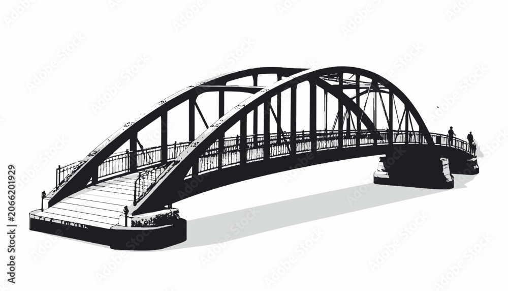 Foto Steel Arched Bridge Structure Model.