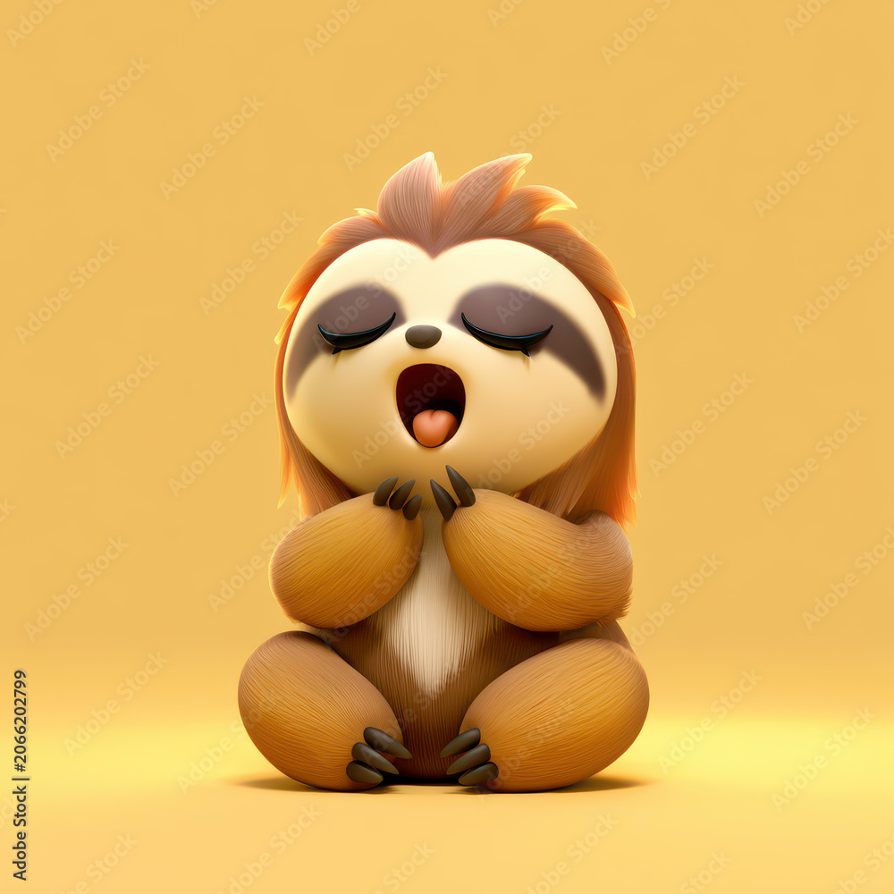 Fototapeta premium Cute sloth sitting calmly