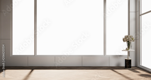 Muji style, Empty wooden room,Cleaning japandi room interior, 3D rendering