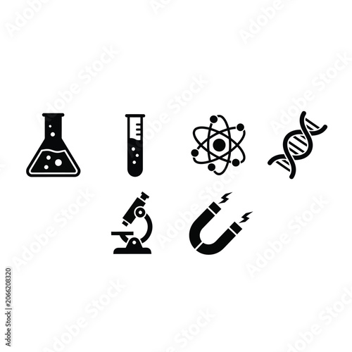Science Icons Set: Laboratory Equipment and Symbols for Research and Education