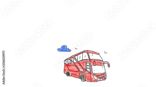 Animated watercolor collection featuring iconic London buses and public transportation vehicles. Perfect for travel content, tourism promotions, transportation presentations, city-themed projects
