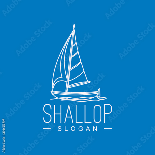 Photos Line Art Shallop Sailboat Yacht Logo Design Vector