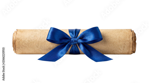 Rolled Parchment with Blue Ribbon – High‑Resolution Decorative Illustration Representing Achievement, Elegance, and Celebration for Education, Gift, and Creative Projects