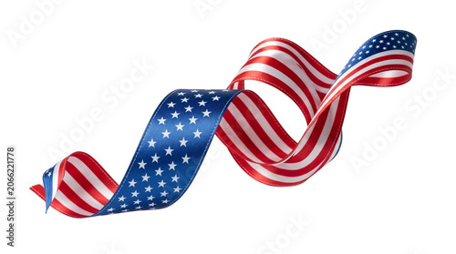 American Flag Ribbon – High‑Resolution Patriotic Illustration Representing Freedom, Unity, and Pride for National, Celebration, and Creative Projects